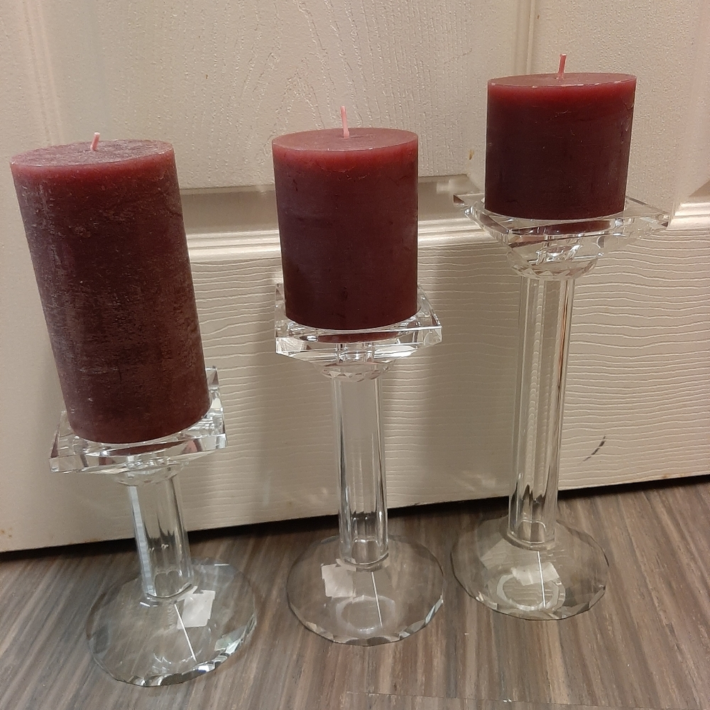 Set of 3 Mikasa Crystal Candle Holders